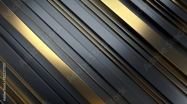 Fototapeta A digital abstract image featuring a textured pattern of alternating gold and black stripes with a metallic sheen