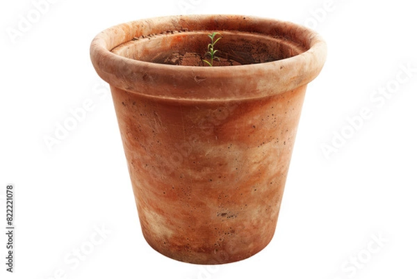 Fototapeta Empty terracotta pot isolated on transparent background