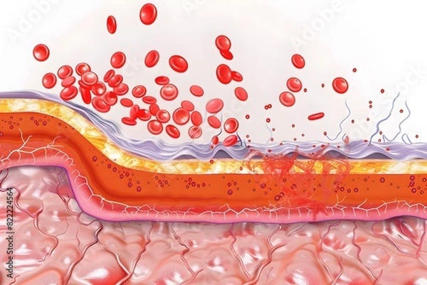 Fototapeta Hypernatremia and Hyperthermia Relationship in Circulatory System Anatomy and Physiology Educational Graphic