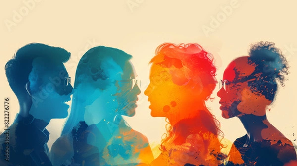 Fototapeta effective communication techniques active listening, clarification, validation. Illustrates clear, empathetic communication fostering understanding, resolving conflicts in interpersonal relationships.