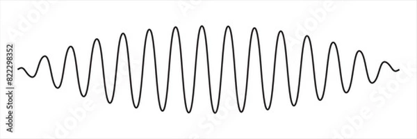 Fototapeta One line drawing of sound wave. Continuous linear sketch . Vector illustration. isolated on white and black background. eps10