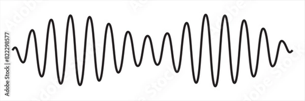 Fototapeta One line drawing of sound wave. Continuous linear sketch . Vector illustration. isolated on white and black background. eps10