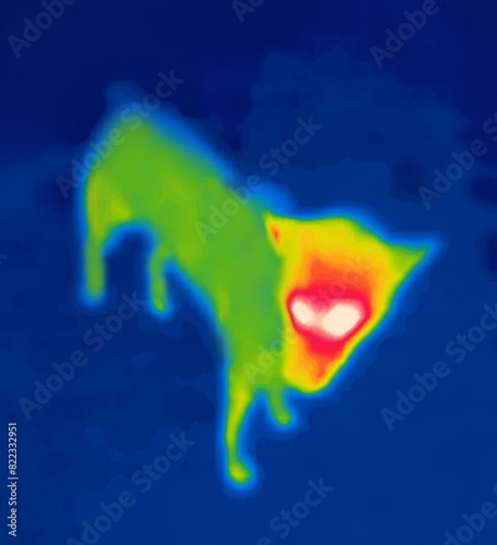 Fototapeta The Goethe devil's dog. Image from thermal imager device