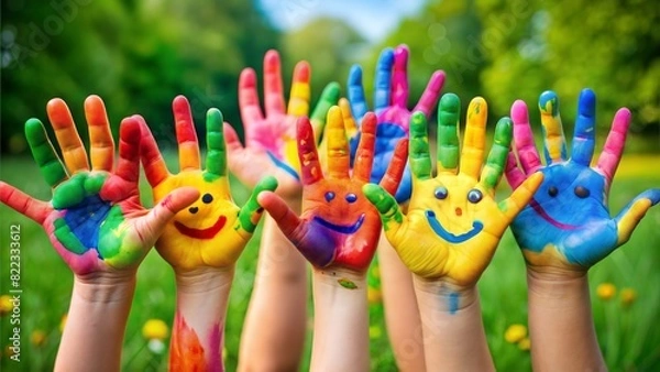 Fototapeta hands painted with colors