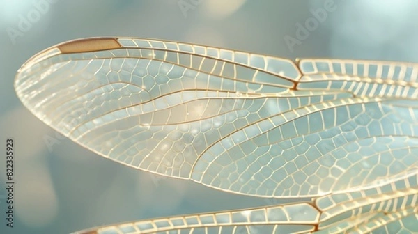 Obraz Close-up of a dragonfly wing, showcasing intricate veins and a delicate translucent texture.