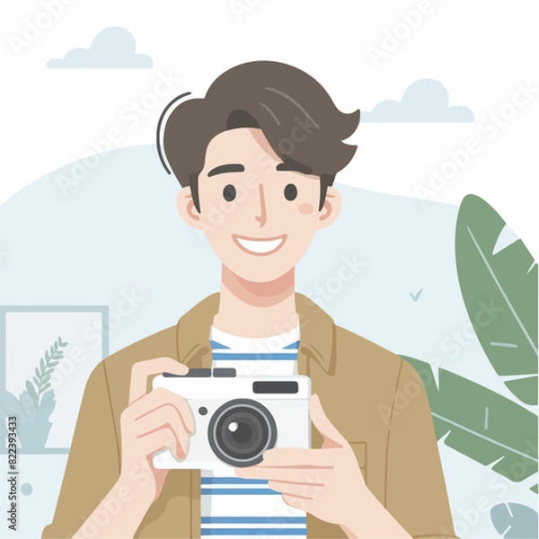 Obraz vector ilustration young man with camera