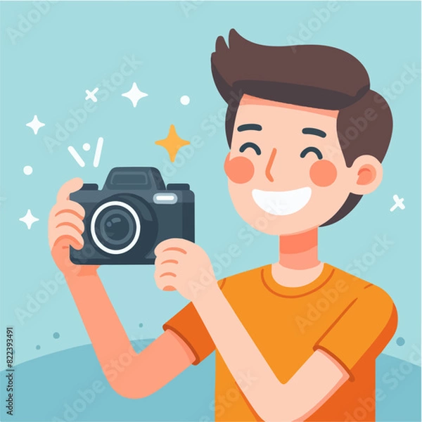 Obraz vector ilustration young man with camera