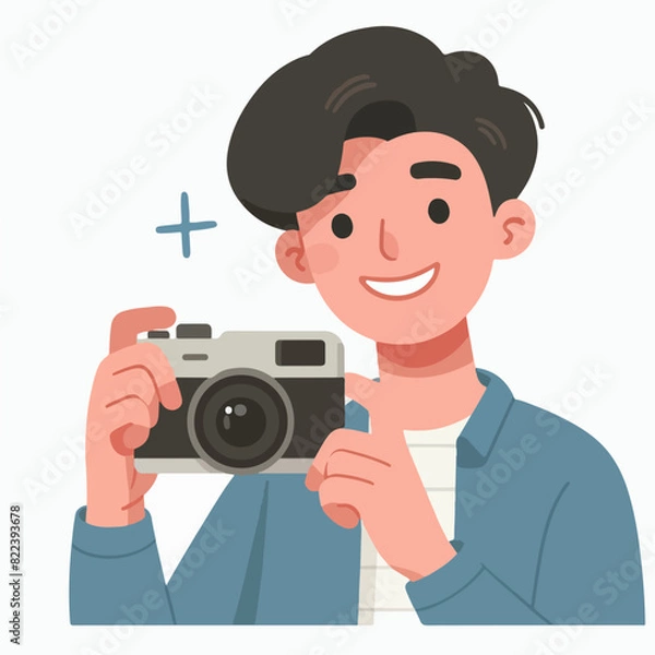 Obraz vector ilustration young man with camera