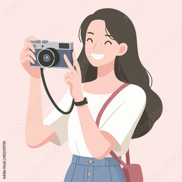 Obraz vector ilustration young man with camera
