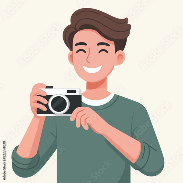 Obraz vector ilustration young man with camera