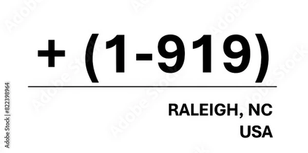 Fototapeta Area Code for RALEIGH (1-919)