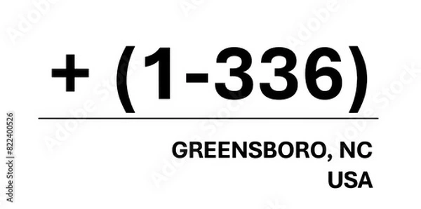 Fototapeta Area Code for GREENSBORO (1-336)