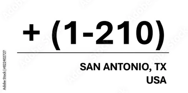 Fototapeta Area Code for SAN ANTONIO (1-210)