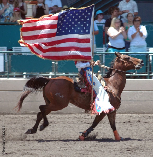 Obraz cowgirl  & flag