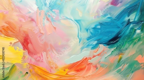 Fototapeta Abstract painting with bright colors and dynamic patterns.