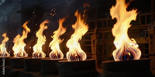 Obraz fire in fireplace