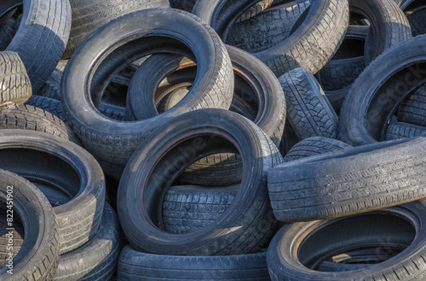 Obraz pile of tires wheel rubber recycling