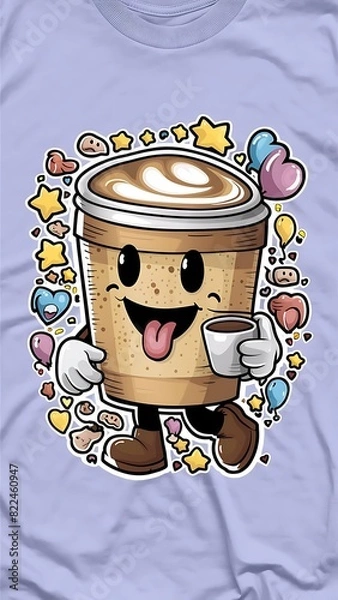 Obraz Latte Laughs tshirt design with cliparts