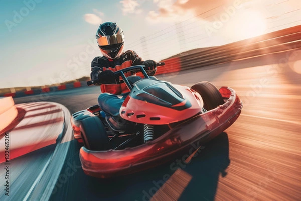 Fototapeta From Start to Finish, Karting Race Dynamics