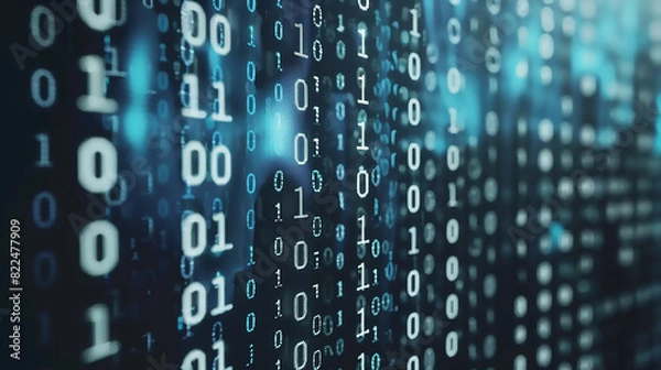 Obraz digital binary data on computer screen 