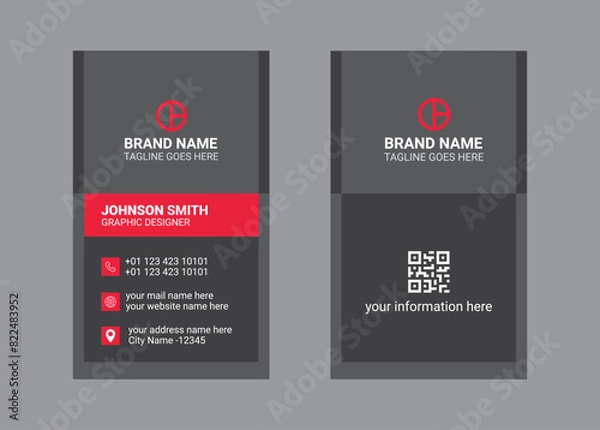 Fototapeta Vertical double sided business card template design. and visiting card design
