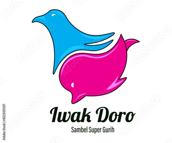 Fototapeta Logo design of FISH and Bird Good for any restaurant fraidfood, and any element designs.