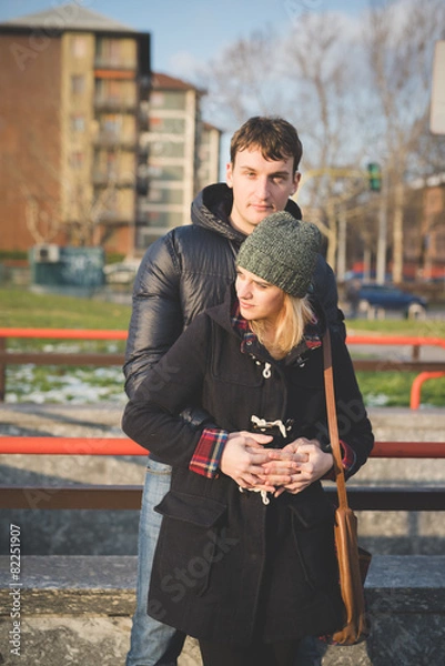 Fototapeta young couple lovers authentic