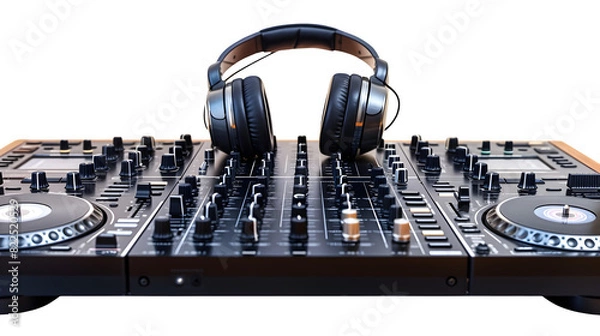 Obraz DJ Equipment for Dynamic Audio Mixing, Isolated on White, Transparent Background, PNG File, Hand Edited Generative AI