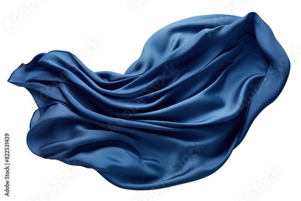 Obraz dark blue silk cloth flying . Cut out on transparent
