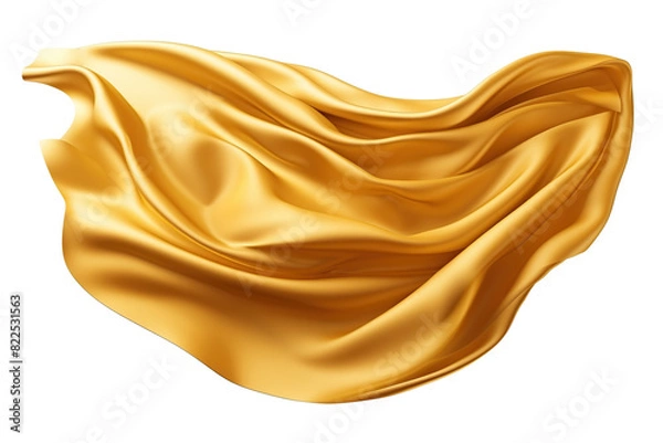 Obraz Flying golden silk fabric. cut out on transparent	