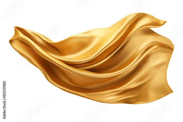 Obraz Flying golden silk fabric. cut out on transparent	