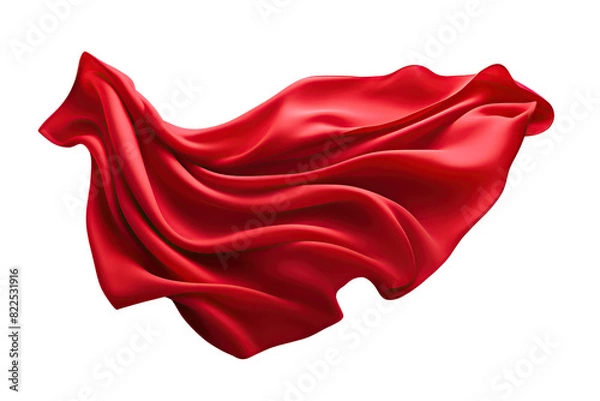 Obraz Flying red silk fabric. Waving satin cloth isolated on transparent background	