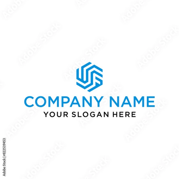 Fototapeta WSF letter shaped hexagon and cube logo with letter design for company identity