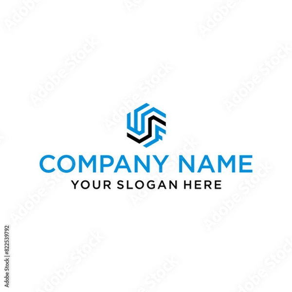 Fototapeta WSF letter shaped hexagon and cube logo with letter design for company identity