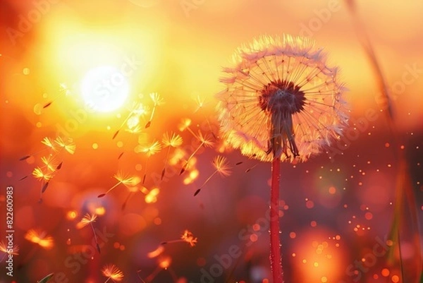 Fototapeta Dandelion backlit by sun