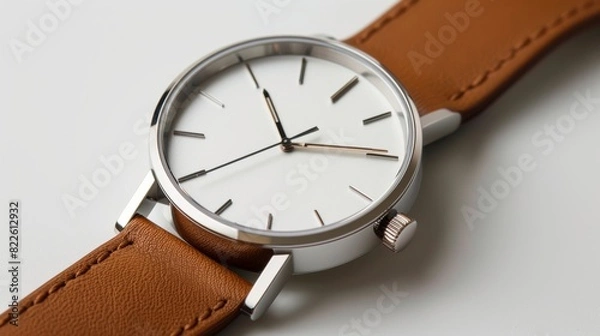 Fototapeta A minimalistic yet stylish watch with a leather band and a simple face.