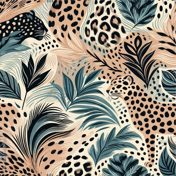 Fototapeta seamless pattern with leopard