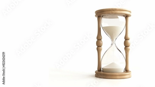 Fototapeta Sand running through a hourglass on a white background