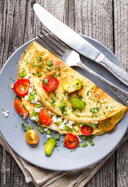 Fototapeta Omelette with vegetables