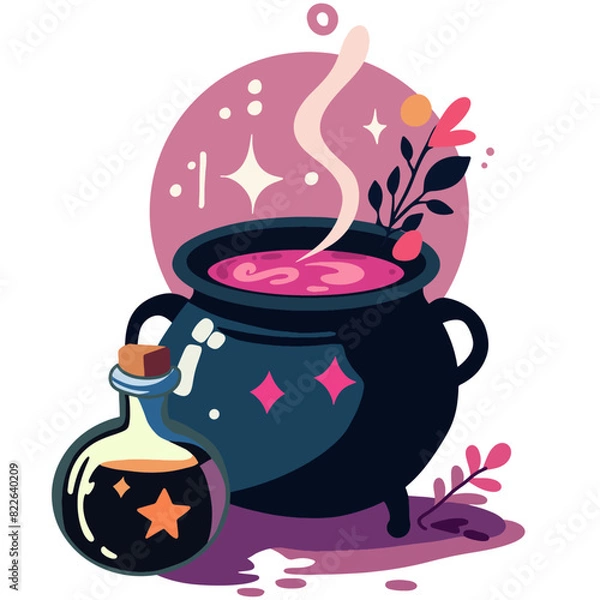 Obraz Vector illustration witch pot with potion