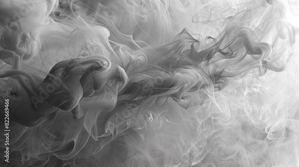 Fototapeta A black and white photo of smoke with a grayish tint