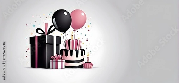 Fototapeta isolated on soft background with copy space Birthday access concept, illustration