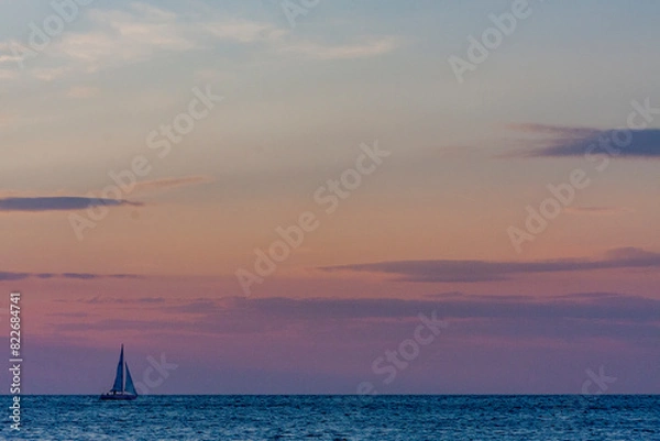 Fototapeta Sunset at Beach in Koper Slovenia
