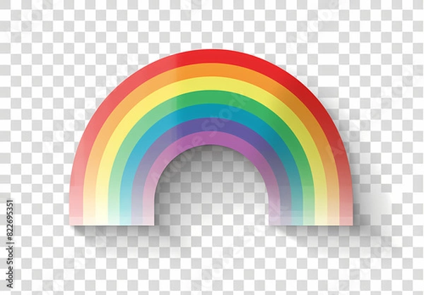 Fototapeta Rainbow Simple Flat Icon Design on a Transparent Background - Colorful and Minimalist Symbol