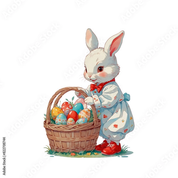 Fototapeta easter bunny and easter eggs
