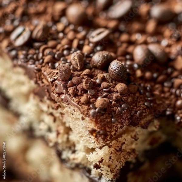 Fototapeta Macro food shot on the texture of coffee Cake. Copy space area for text. Background, banner, template, events card.