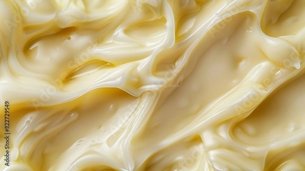 Fototapeta Macro food shot on the texture of mayonnaise. Copy space area for text. Background, banner, template, events card.