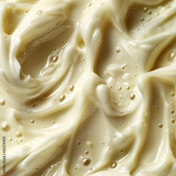 Fototapeta Macro food shot on the texture of mayonnaise. Copy space area for text. Background, banner, template, events card.
