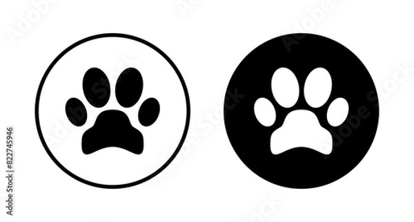 Fototapeta Paw icon vector isolated on white background. Paw Print icon