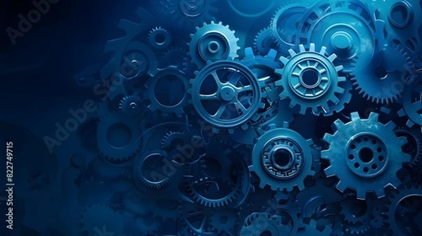 Fototapeta Abstract Blue Background with Gears and Cogs Vector Illustration